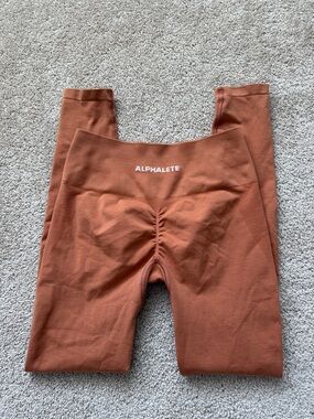Alphalete Orange Amplify Scrunch Seamless Leggings